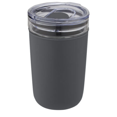 Bello 420 ml glazen beker met buitenwand van gerecycled plastic - Grijs