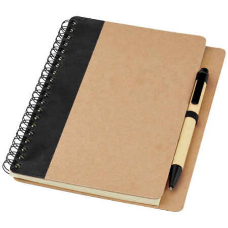 Priestly gerecycled notitieboek met pen - Natuur, Zwart