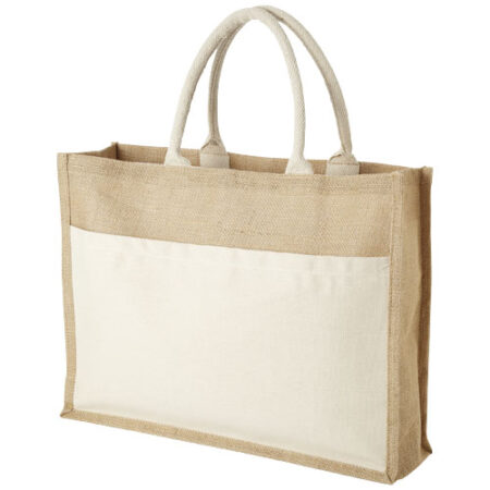 Mumbay jute draagtas met katoenen voorvak 18L - Natuur, Natuur