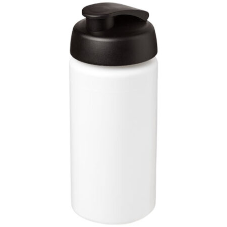 Baseline® Plus grip 500 ml sportfles met flipcapdeksel - Wit, Zwart