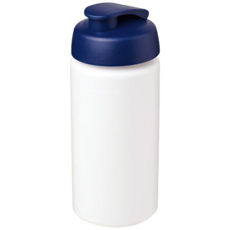 Baseline® Plus grip 500 ml sportfles met flipcapdeksel - Wit, Blauw