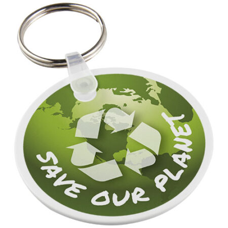 Tait cirkelvormige gerecyclede sleutelhanger - Wit