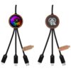 SCX.design C37 40W 5-in-1 oplaadkabel van RPET met oplichtend logo en ronde houten behuizing - Hout