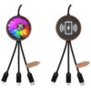 SCX.design C40 5-in-1 oplaadkabel van RPET met oplichtend logo en 10 W oplaadstation - Hout