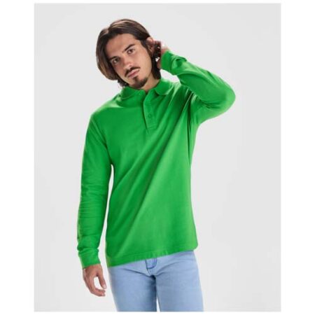 Estrella 220 g/m² herenpolo met lange mouwen - Grasgroen